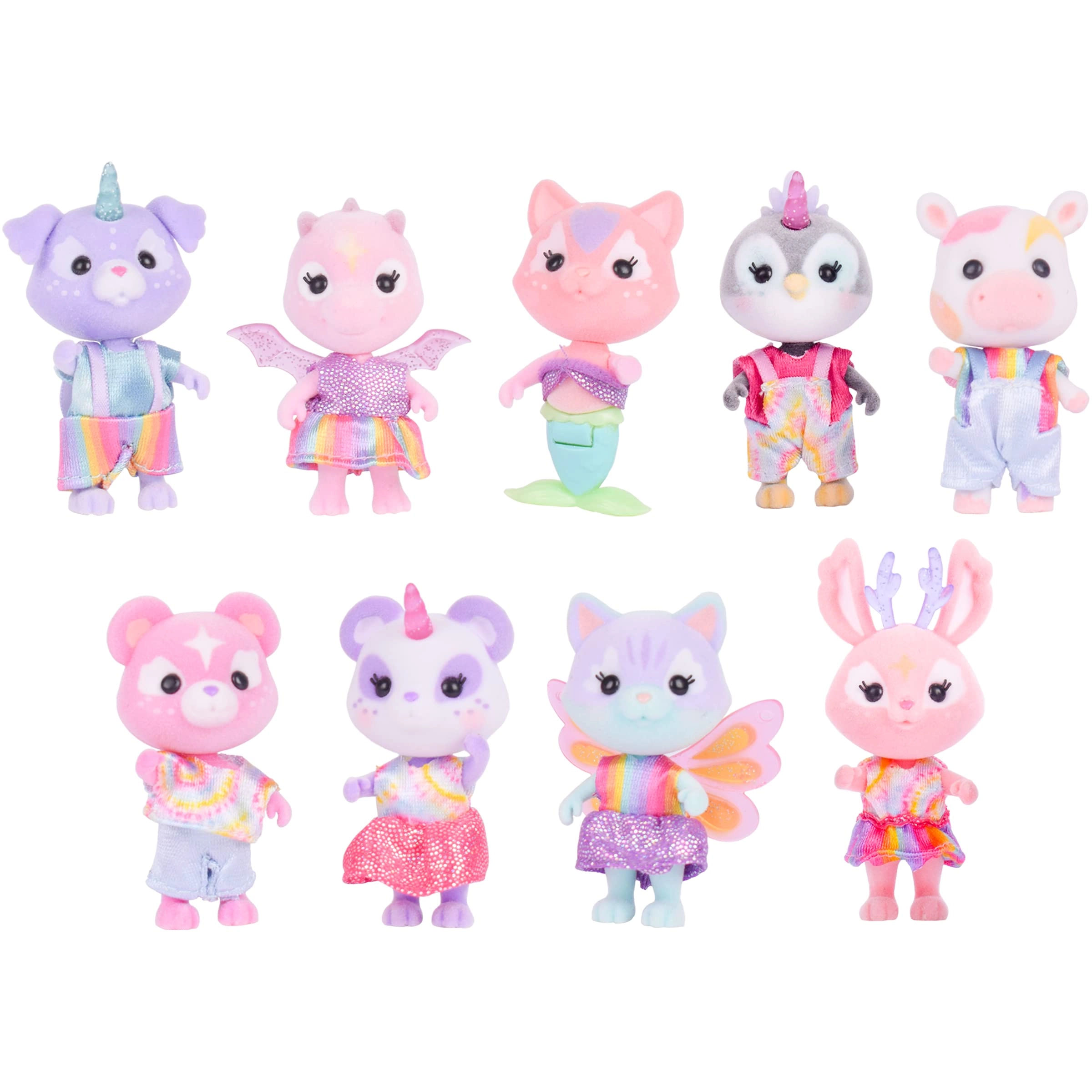Sunny Days Entertainment Honey Bee Acres Rainbow Ridge Pals Miniature Flocked Dolls 2.25-inch 9 pcs