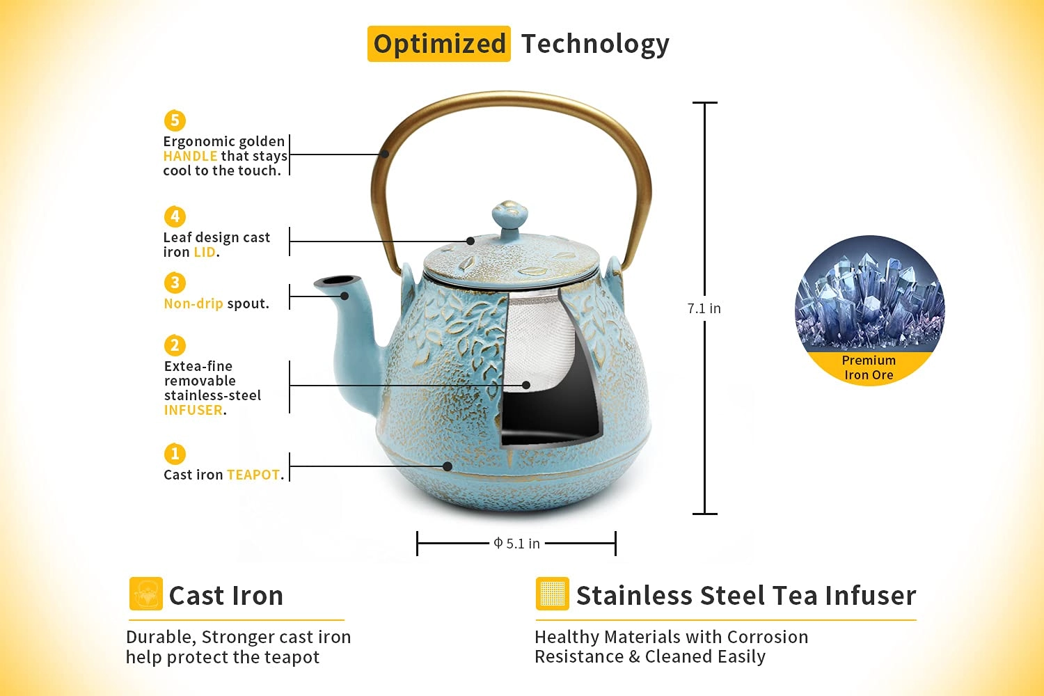 Japanese Cast Iron Tea Kettle - Cast Iron 950 ml