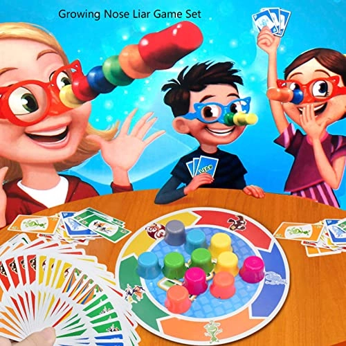 Growing Nose Tabletop Game - 4 Assemble Glasses 24 Cards 11 Nose Covers