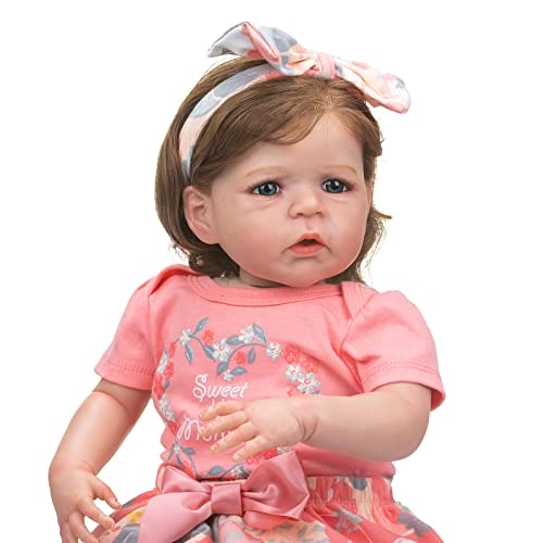 Sandie Reborn Baby Doll - 26 Inch 6 Month Silicone Vinyl Toddler Girl Brown Eyes