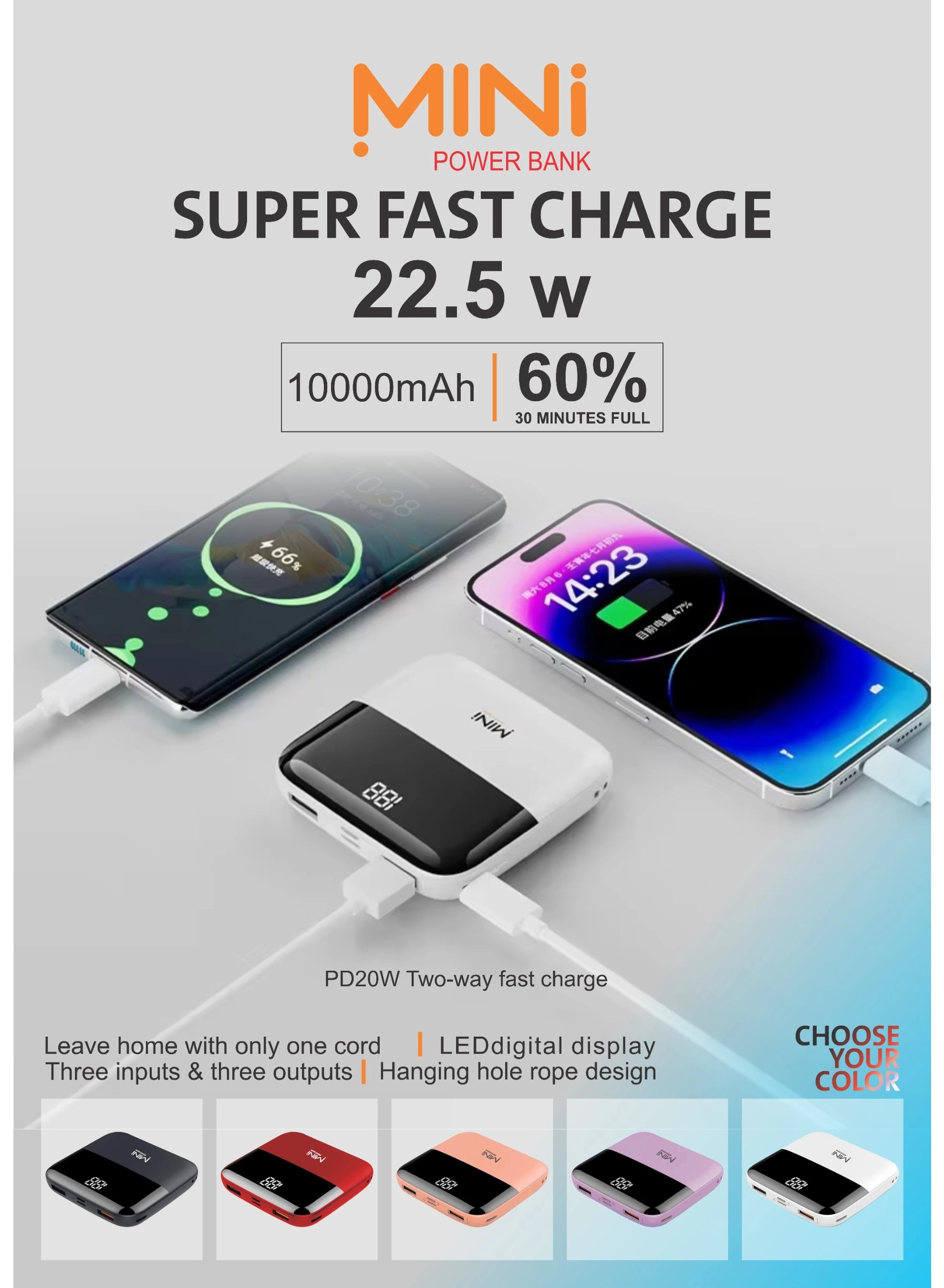 Portable power Bank - 10000MAH 22.5W