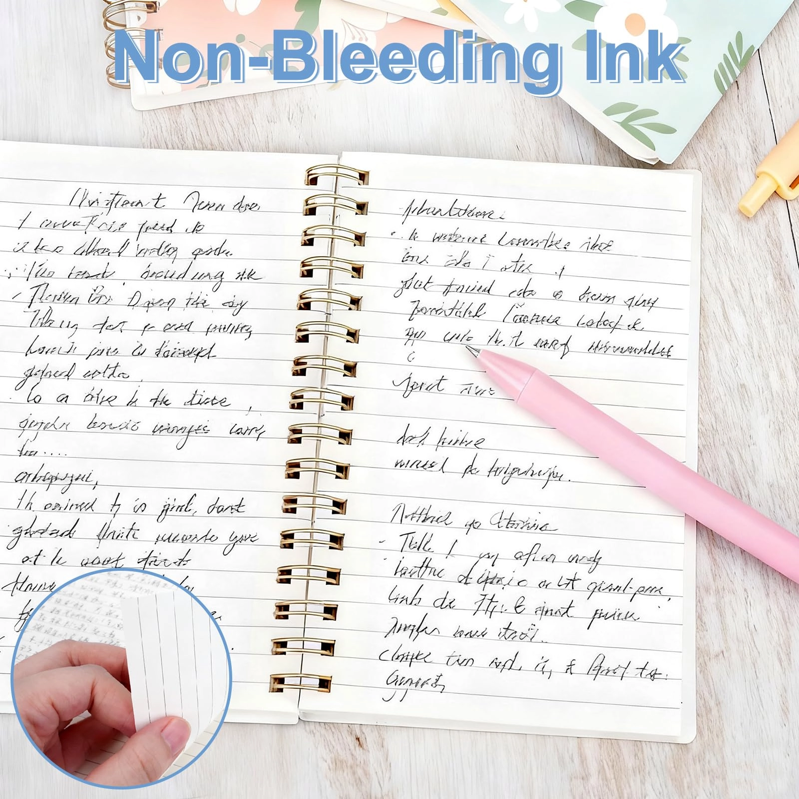 A6 Spiral Notebook + Pen - 80 Sheets 4 Pieces Lined