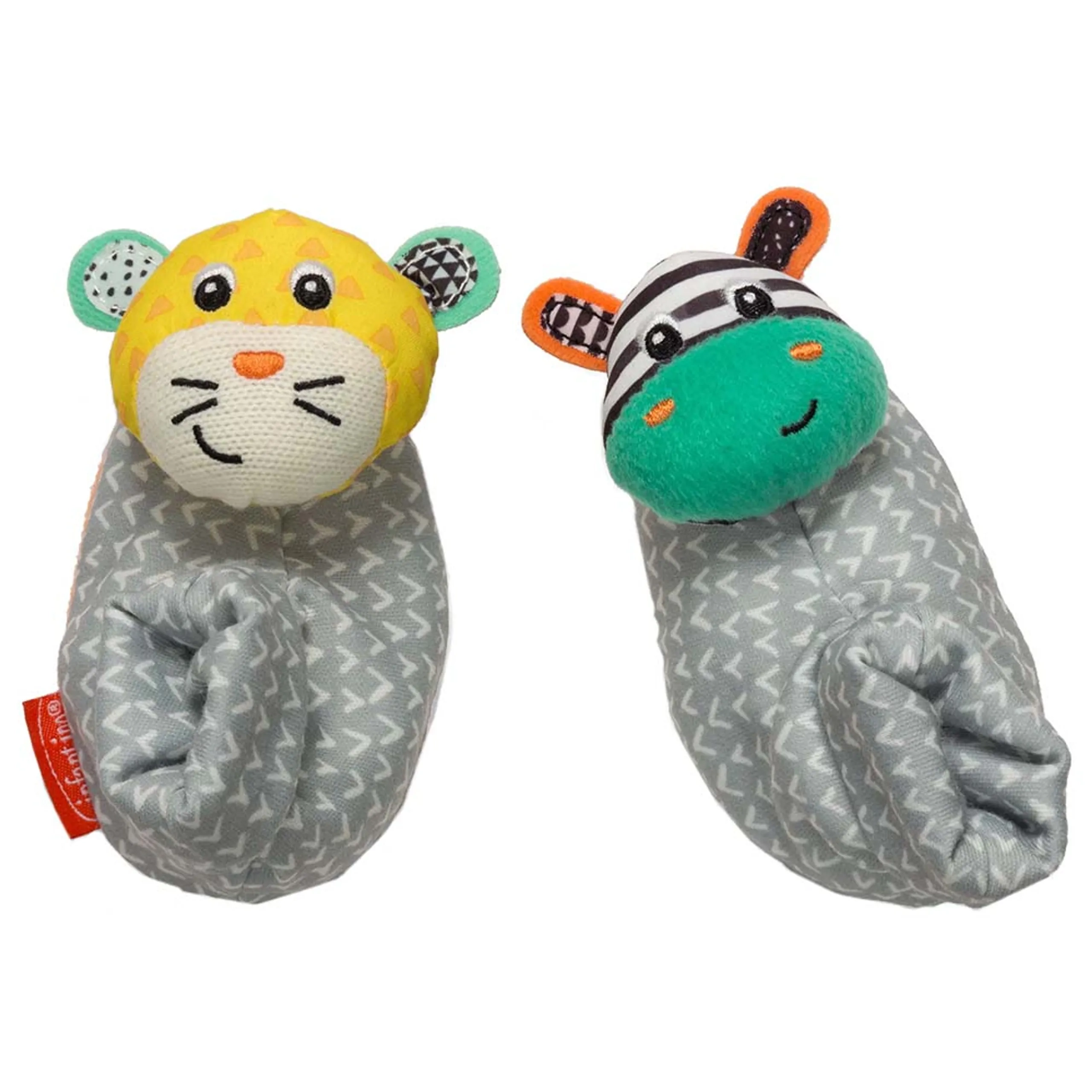 Infantino Foot Rattles - Suitable for 0 month and above Zebra/Tiger