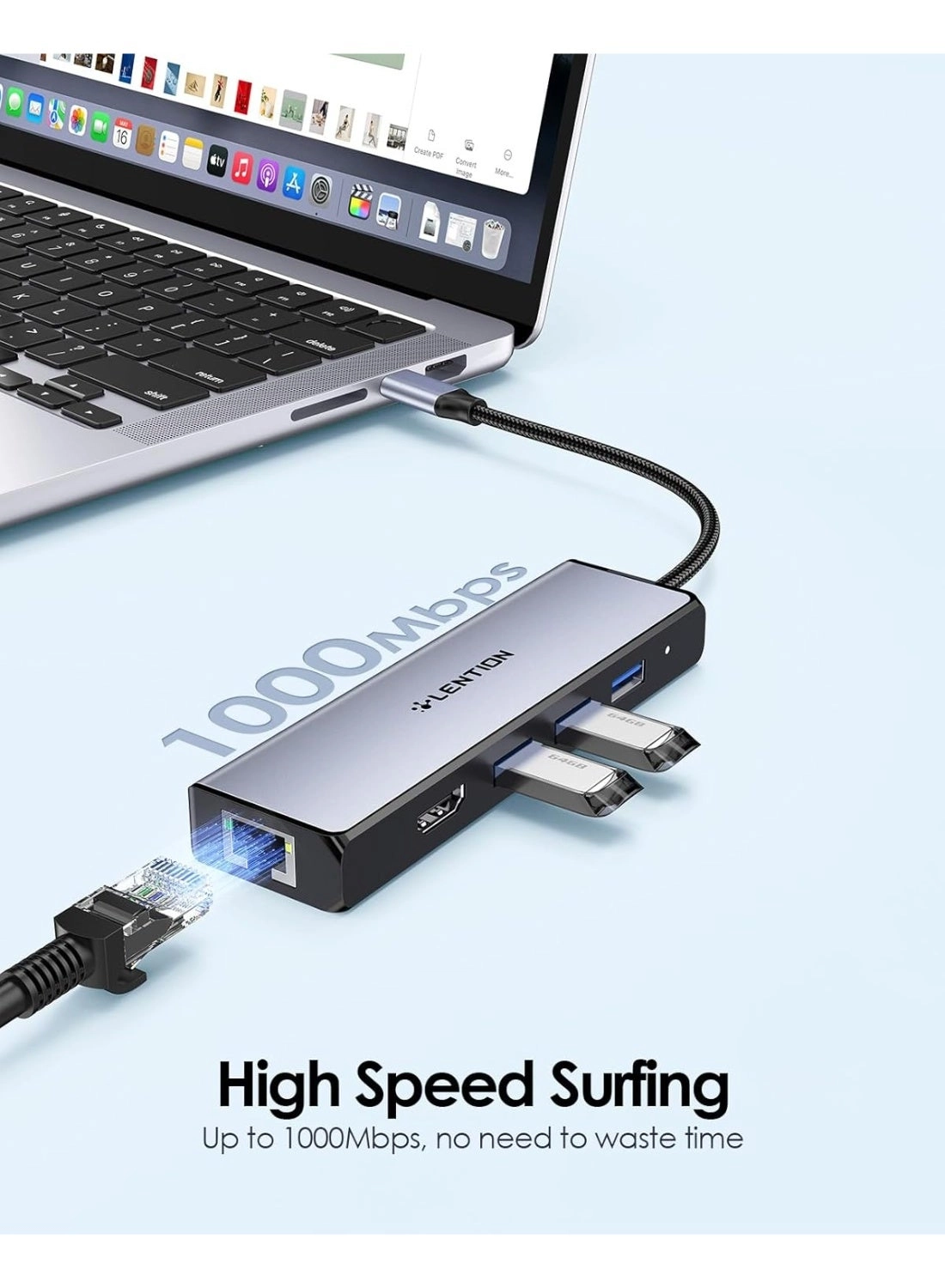 USB C Hub - 4K HDMI SD 3.0 Gigabit Ethernet