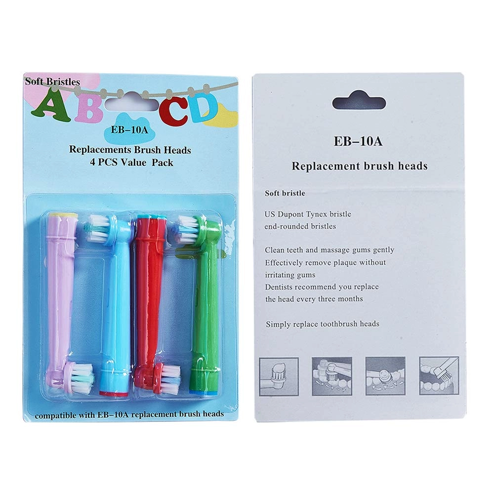 Kids Toothbrush Replacement Heads - 8 Count Multicolour Extra-Soft Bristles