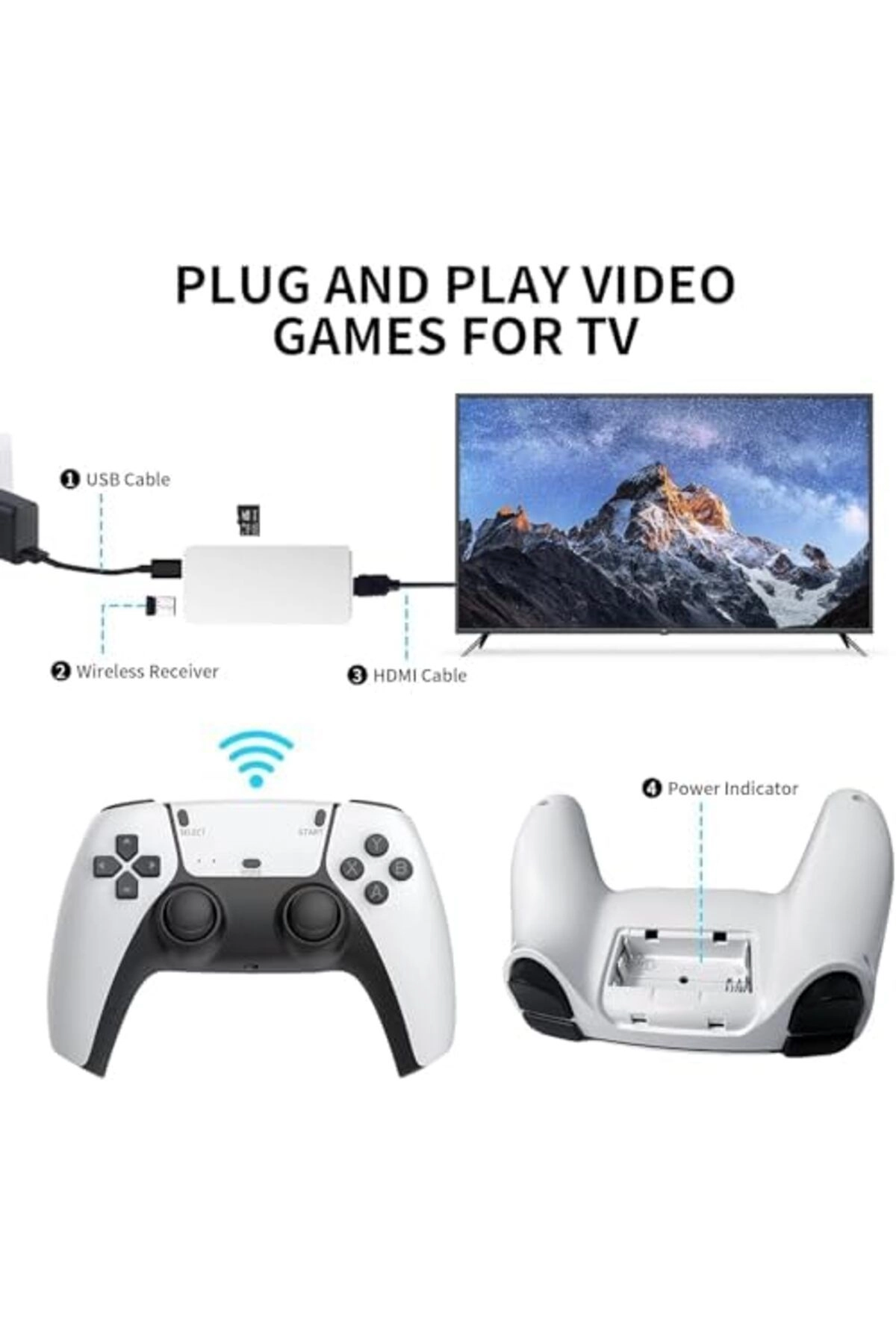 DWH Retro Gaming Console - 1080p HD Plug & Play 2-Player