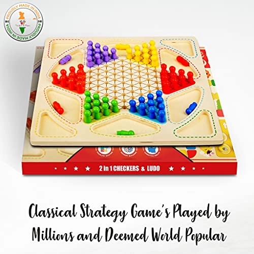 Chinese Checkers - Wood 2 in 1 + Ludo - Multicolor