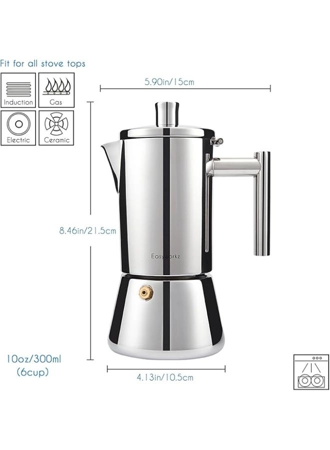 Moka Pot - Stovetop Induction 6Cup