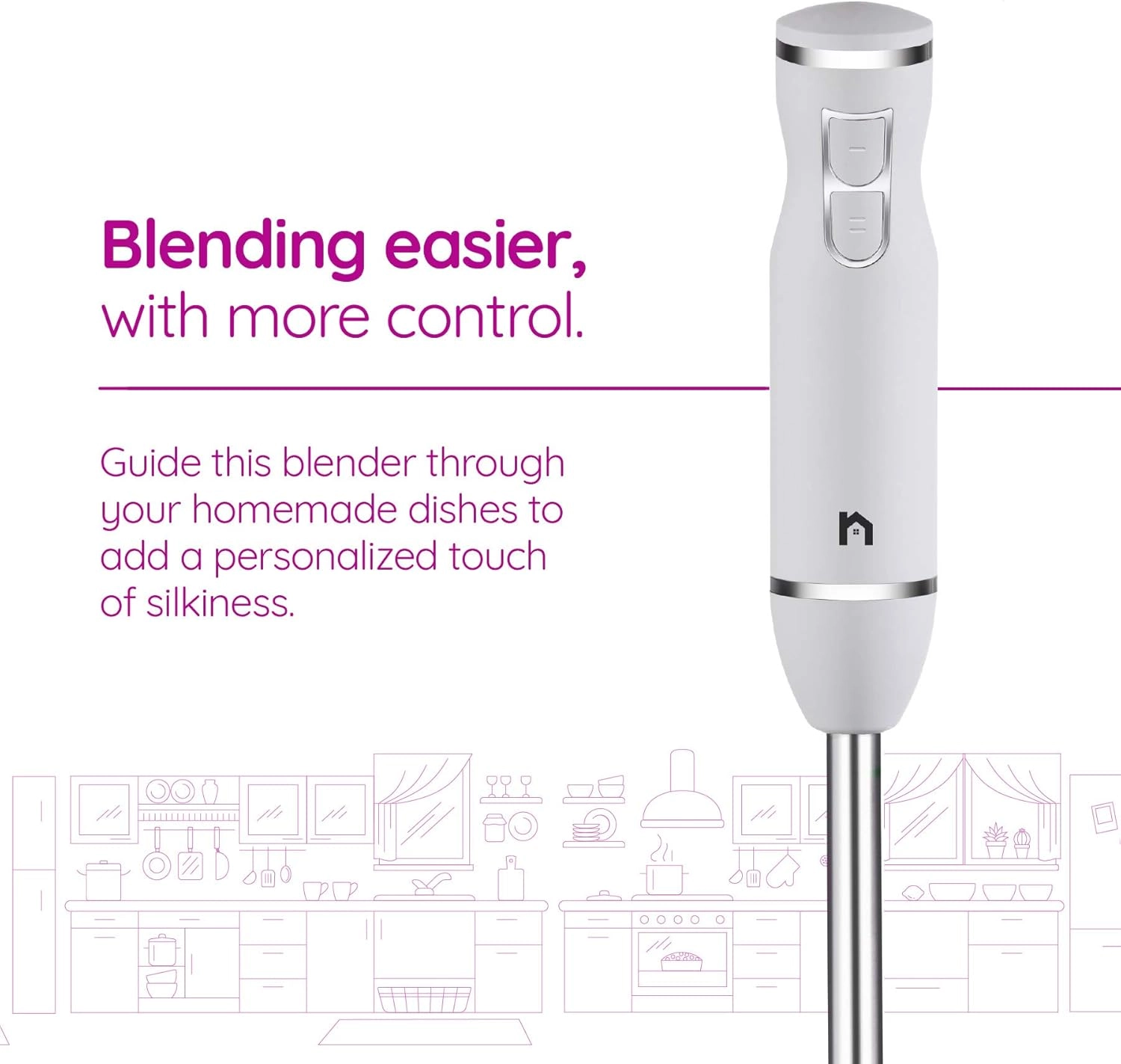 Immersion Hand Blender - 2 Speed Stainless Steel Shaft