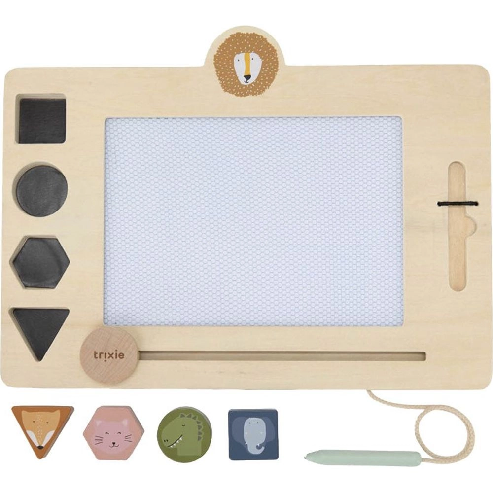 TRIXIE Wooden Drawing Board - magnetic animal stamps pen four colors