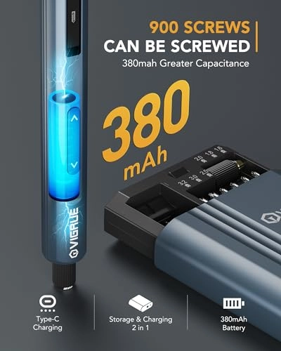 Mini Electric Screwdriver - 400RPM 5 Torque Level 48 Magnetic Bits