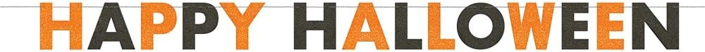 Happy Halloween Glitter Banner - 1pc