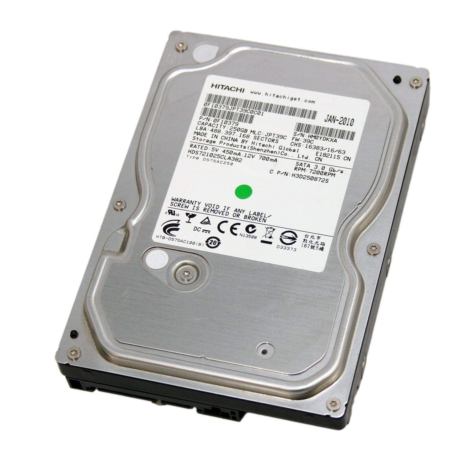 Hitachi 3.5" 7200rpm 8MB SATA (HDS721025CLA382) - 250GB