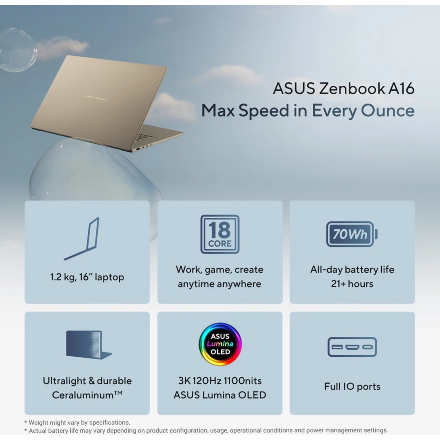 Zenbook A16 UX3607OA-SQ013W - 16'' Snapdragon X Elite 48GB DDR5 1TB SSD