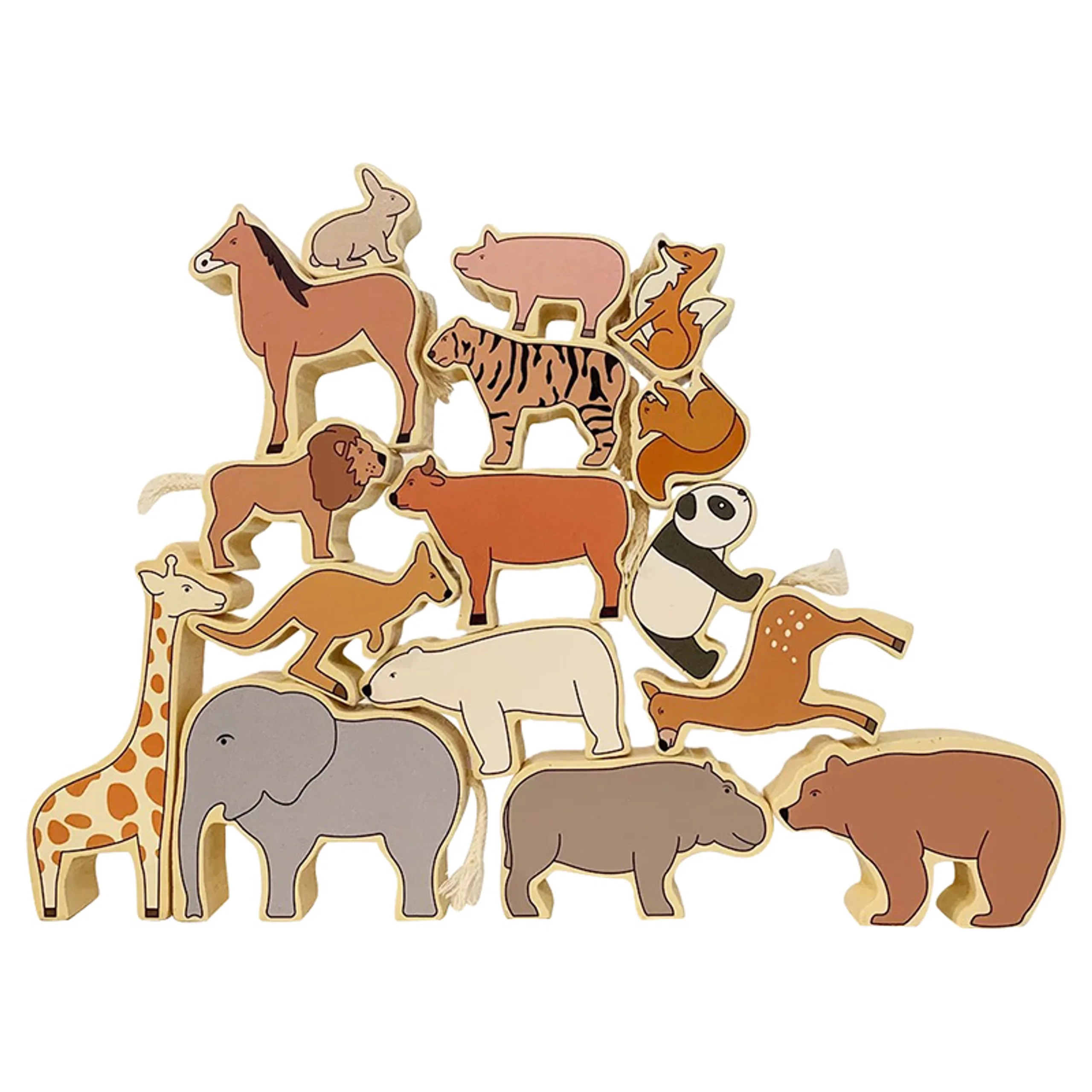 Woody Buddy Animals Set - 3 years+ 16 pieces