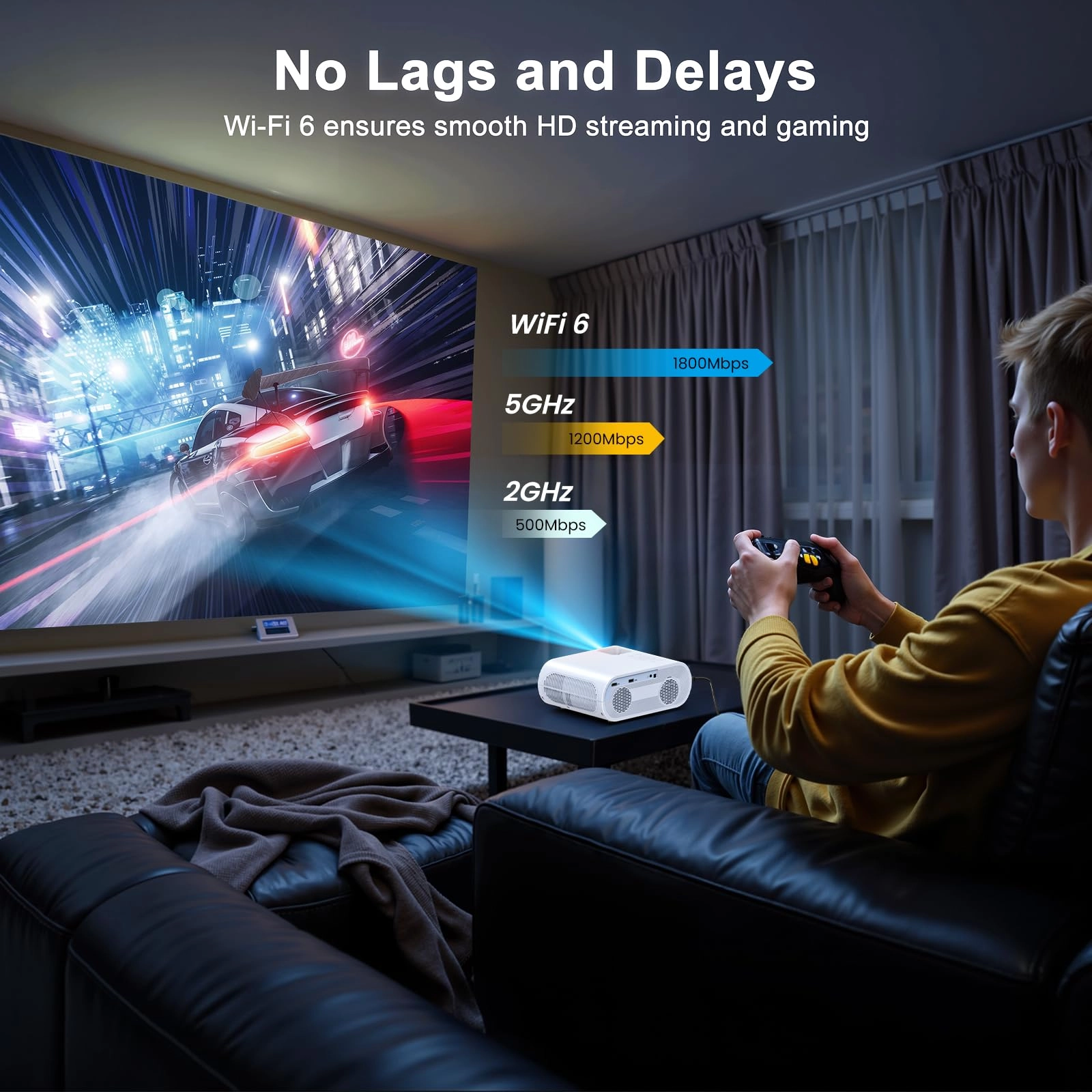 Smart Mini Projector - 1500ANSI Native 1080P