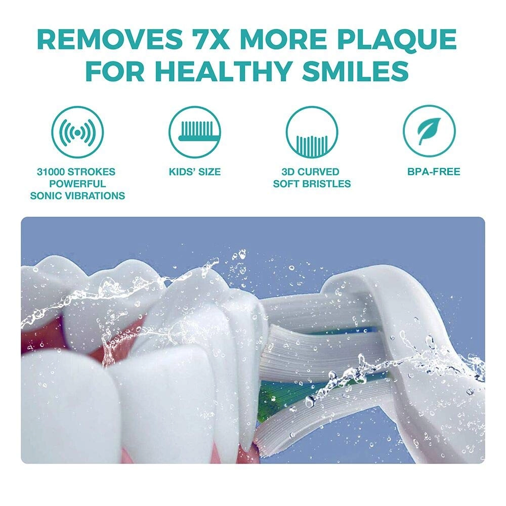 Sonic Rechargeable Kids Electric Toothbrush - 3 Modes 24000 Strokes IPX7 Waterproof