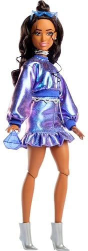Barbie Deluxe Style - Wavy Brown Hair Metallic Blue Top and Skirt Ages 4+