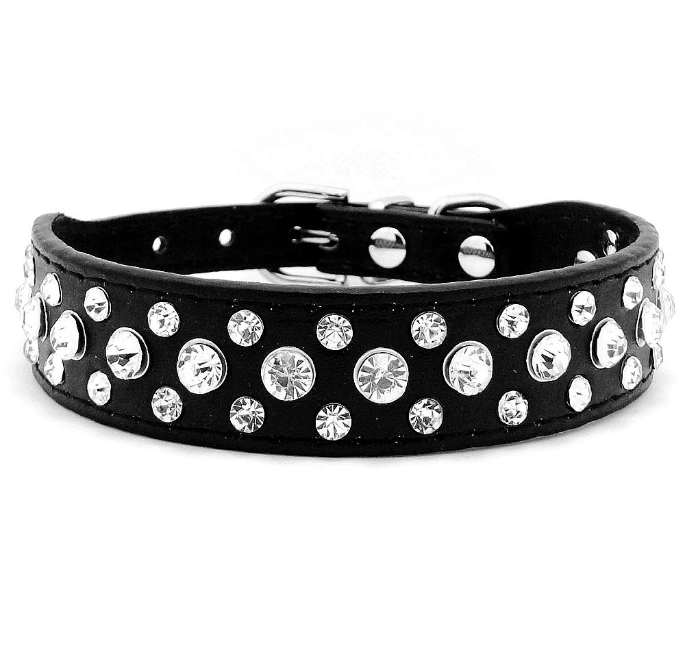 haoyueer Bling Rhinestone PU Leather Crystal Diamond Pet Dog Cat Puppy Collar - M Dog
