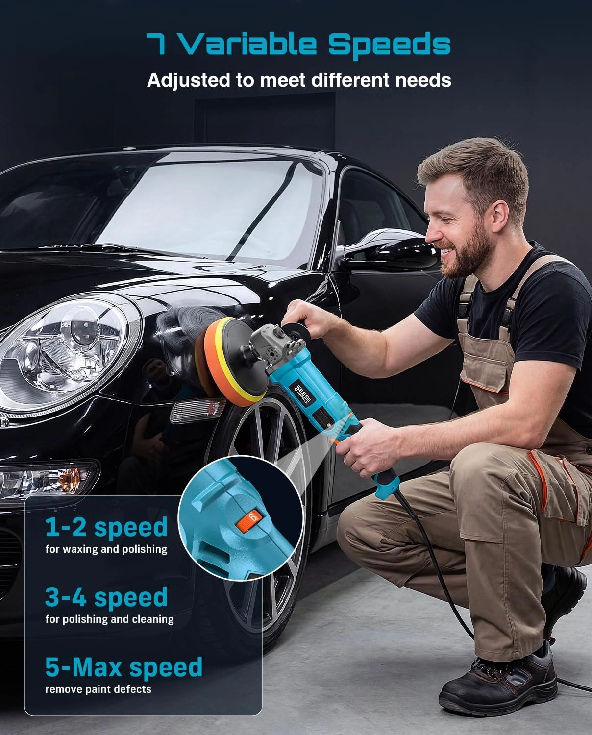 Car Buffer Polisher - 1600W 7"/6"