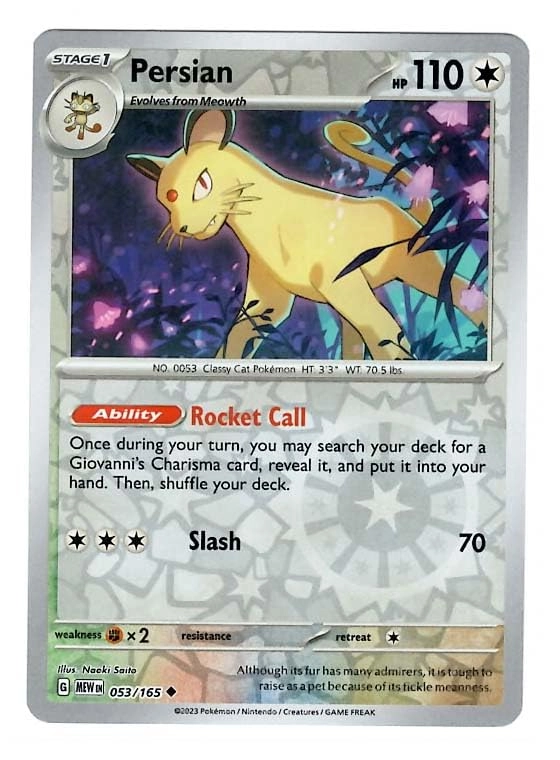 Pokémon Persian 053/165 - Single Card