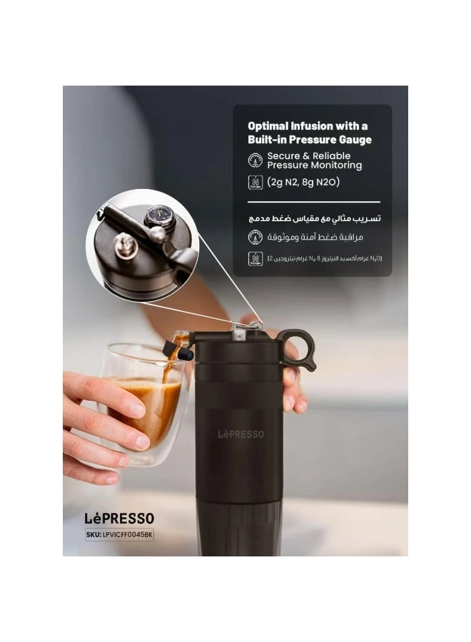 Nitro Brew Cold Coffee Maker - 480ml built-in pressure gauge