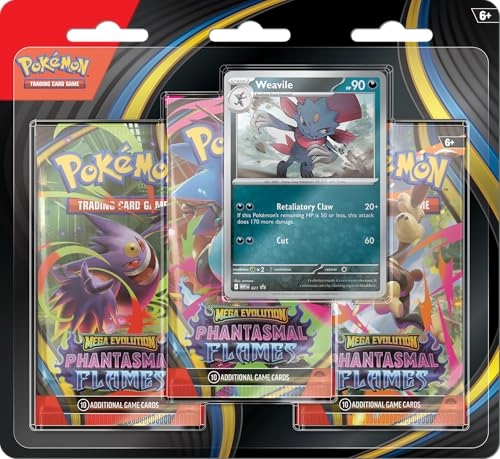 Mega Evolution—Phantasmal Flames Triple Pack Weavile - 1 Foil Promo Card 3 Booster Packs