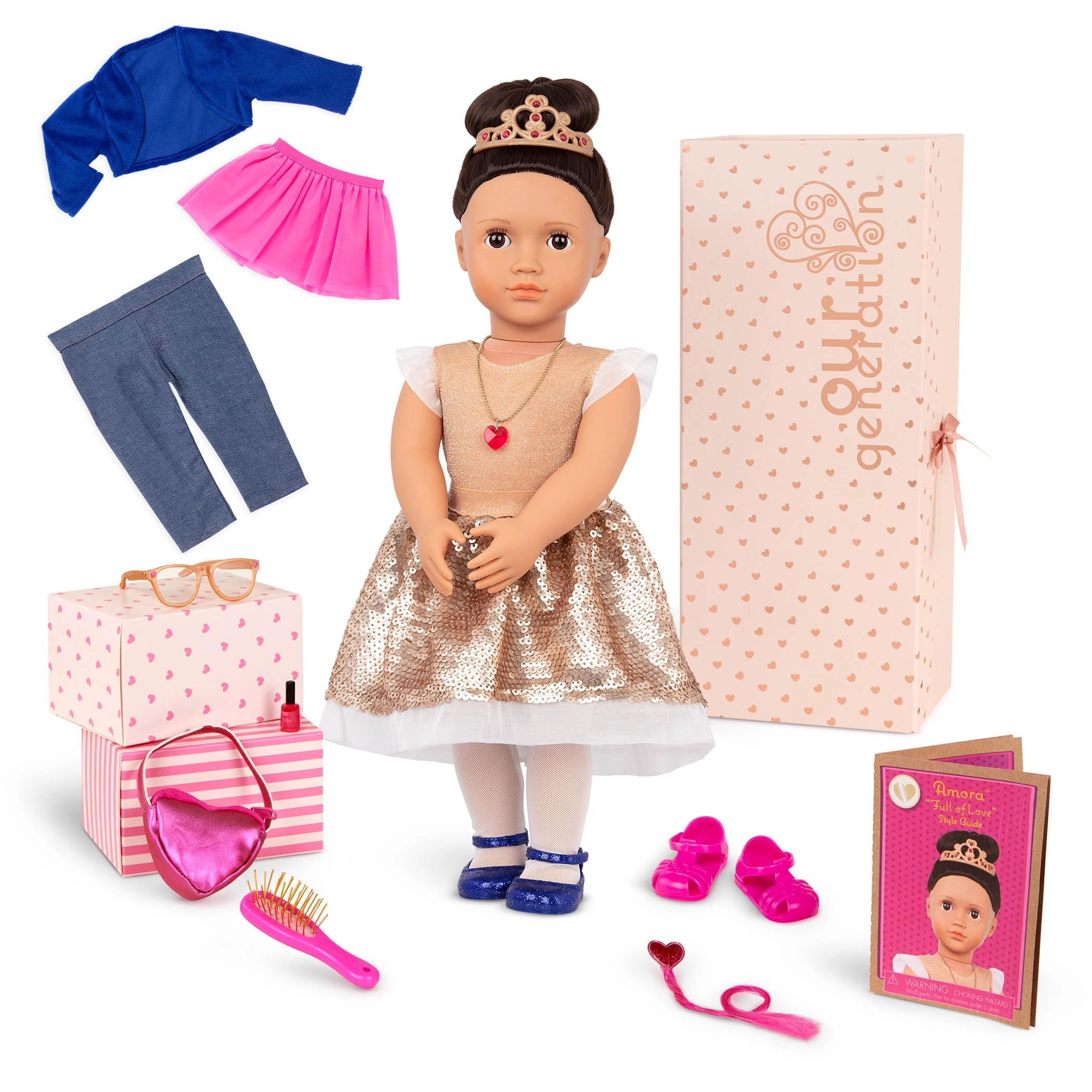 Branford Ltd. Amora Fashion Starter Doll - 18-inch Brunette Hair Brown Eyes 3 Outfits Ages 3+