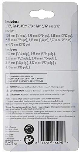 A10D07G - Black Oxide 7 Pcs 1/16"", 5/64"", 3/32"", 7/64"", 1/8"", 5/32"",3/16""
