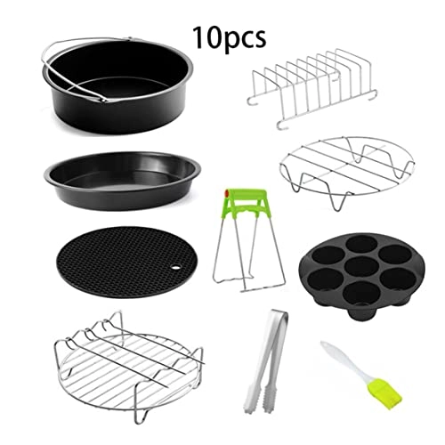 Cake basket + Pizza plate + BBQ grill + Cake mold + Toaster rack + Steam rack + Food clamp + Kitchen board clamp + Oil brush + Silicone pad - Carbon steel,stainless steel 10pcs