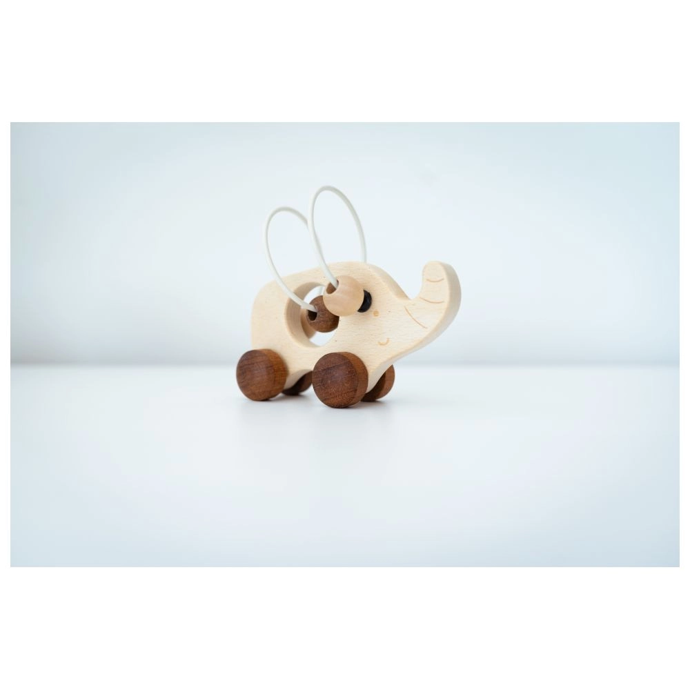 Elephant Shaped Wooden Rattle - Suitable for 0 month & above wooden