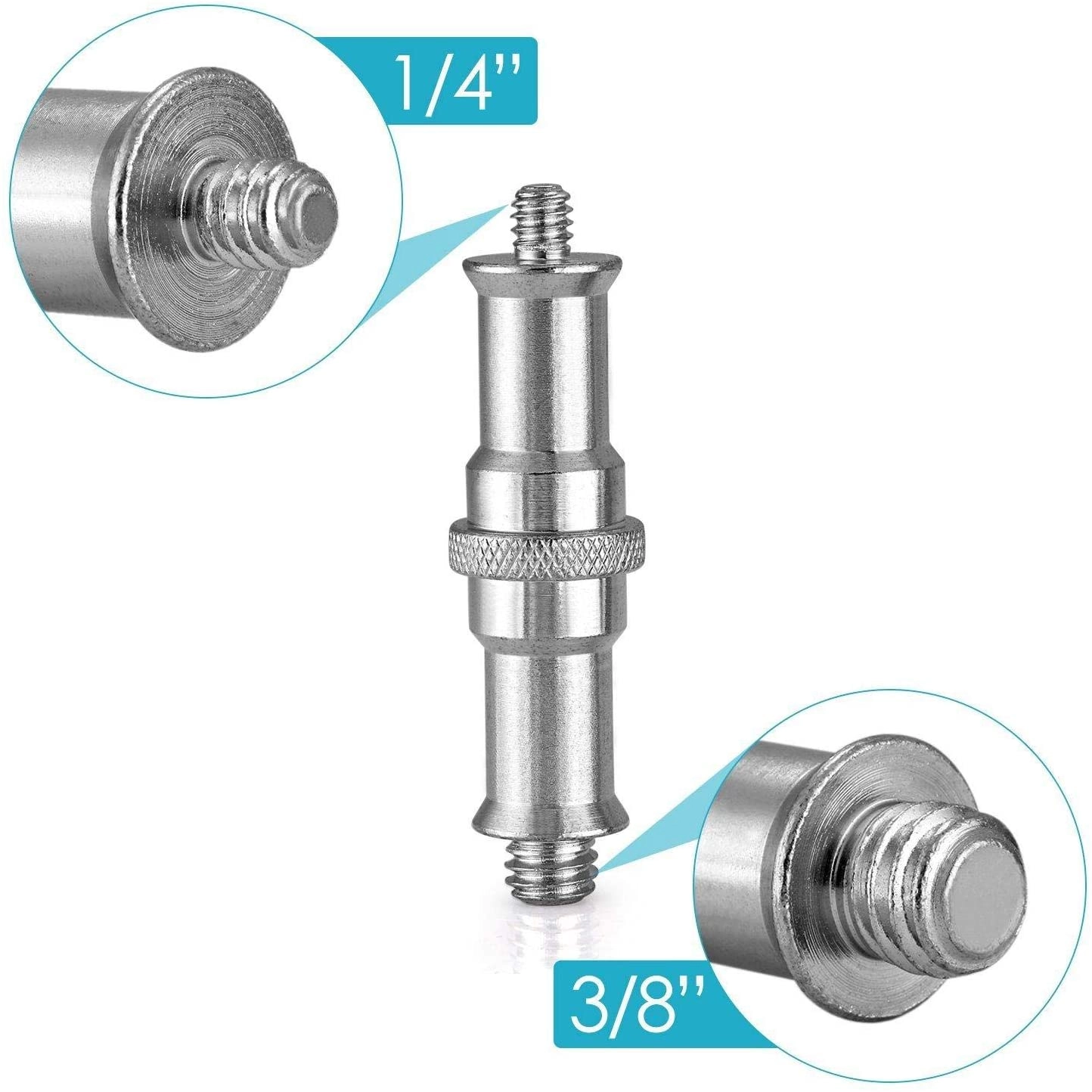 1/4 To 3/8 Inch Metal Male Convertor Threaded Screw Adapter - 2 Pieces Spigot Stud
