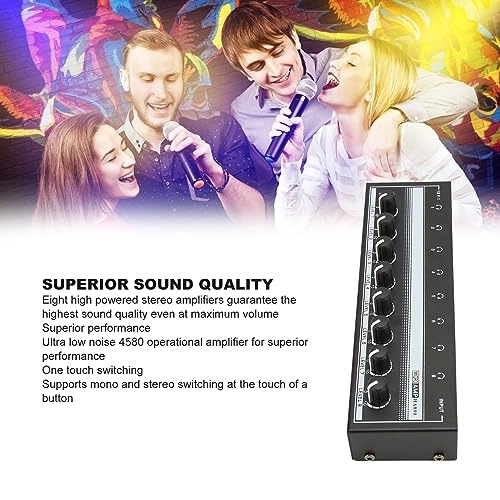 8 Channel Stereo Headphone Amplifier - Independent Volume Control 100-240V