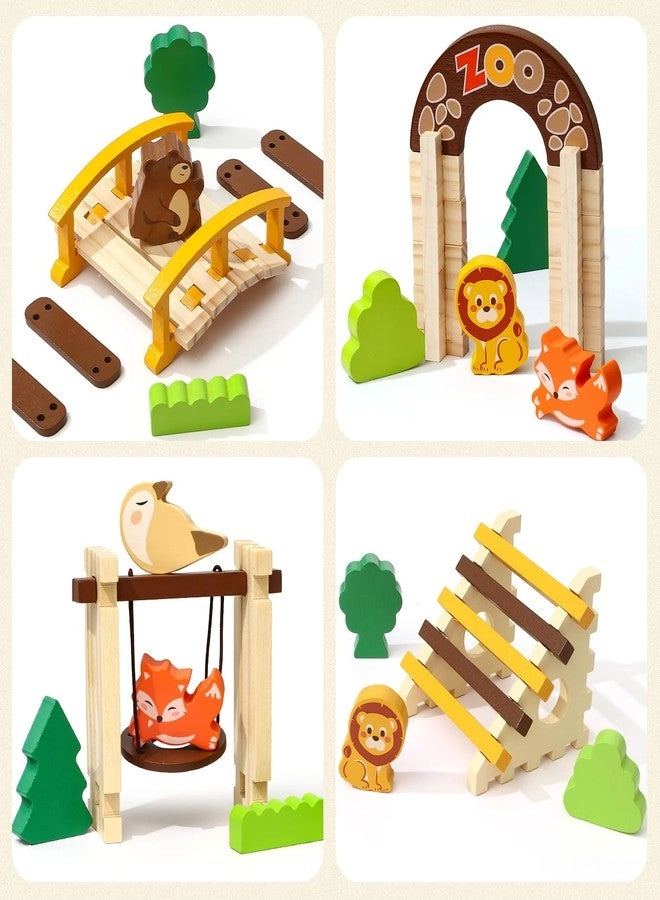 Wooden Building Blocks - Animals 167 pcs