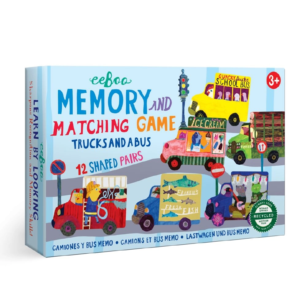 eeBoo Trucks and a Bus Little Memory Matching Game - 3 and up