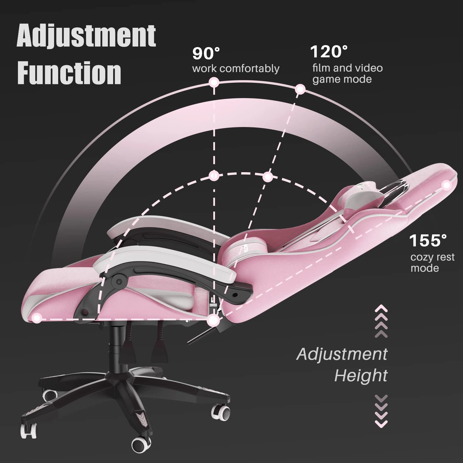 Gaming Chair - Ergonomic Height Adjustable Without Footrest