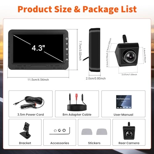 AHD Wireless Rear View Camera IPS-Monitor - Night Vision 720P