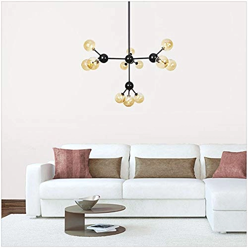 Magic Bean Molecular Chandelier - G4 LED 18 heads Black smoke-grey lampshade