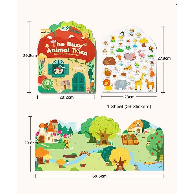 Cognitive Growth Activity Sticker Book Reusable Waterproof Durable Non-Toxic 39 pcs