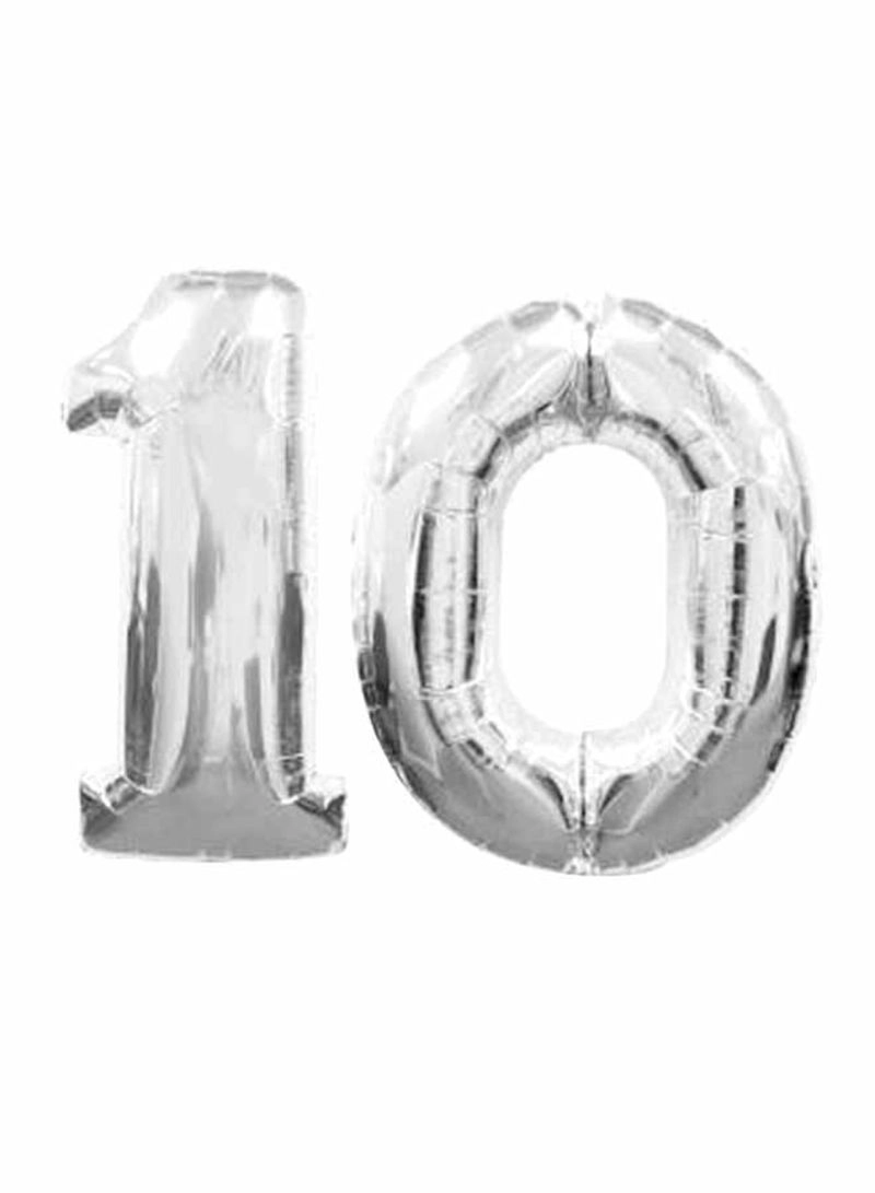 Party Time Trading LLC Number 10 - Silver Foil Balloon 16inch