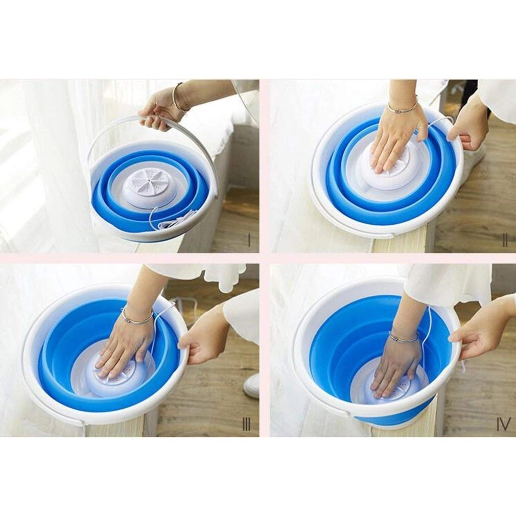 Portable Folding Bucket Washing Machine - Ultrasonic Turbine USB