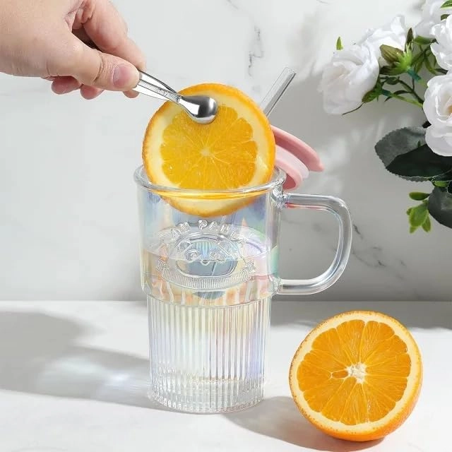 Panda Cartoon Pattern Glass Tumbler - 1 pcs - 420 ml