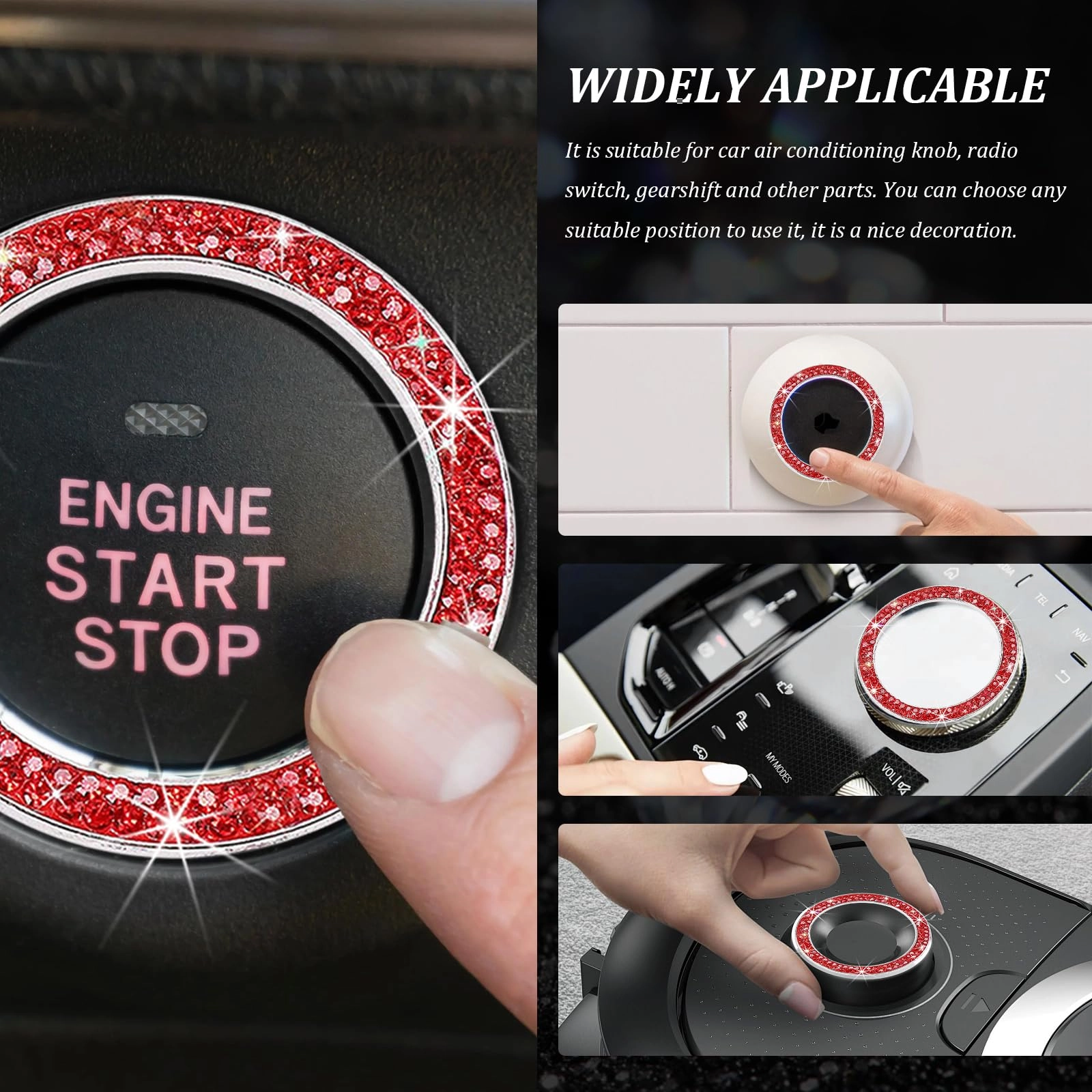 Rhinestone Car Engine Start Ring Decals