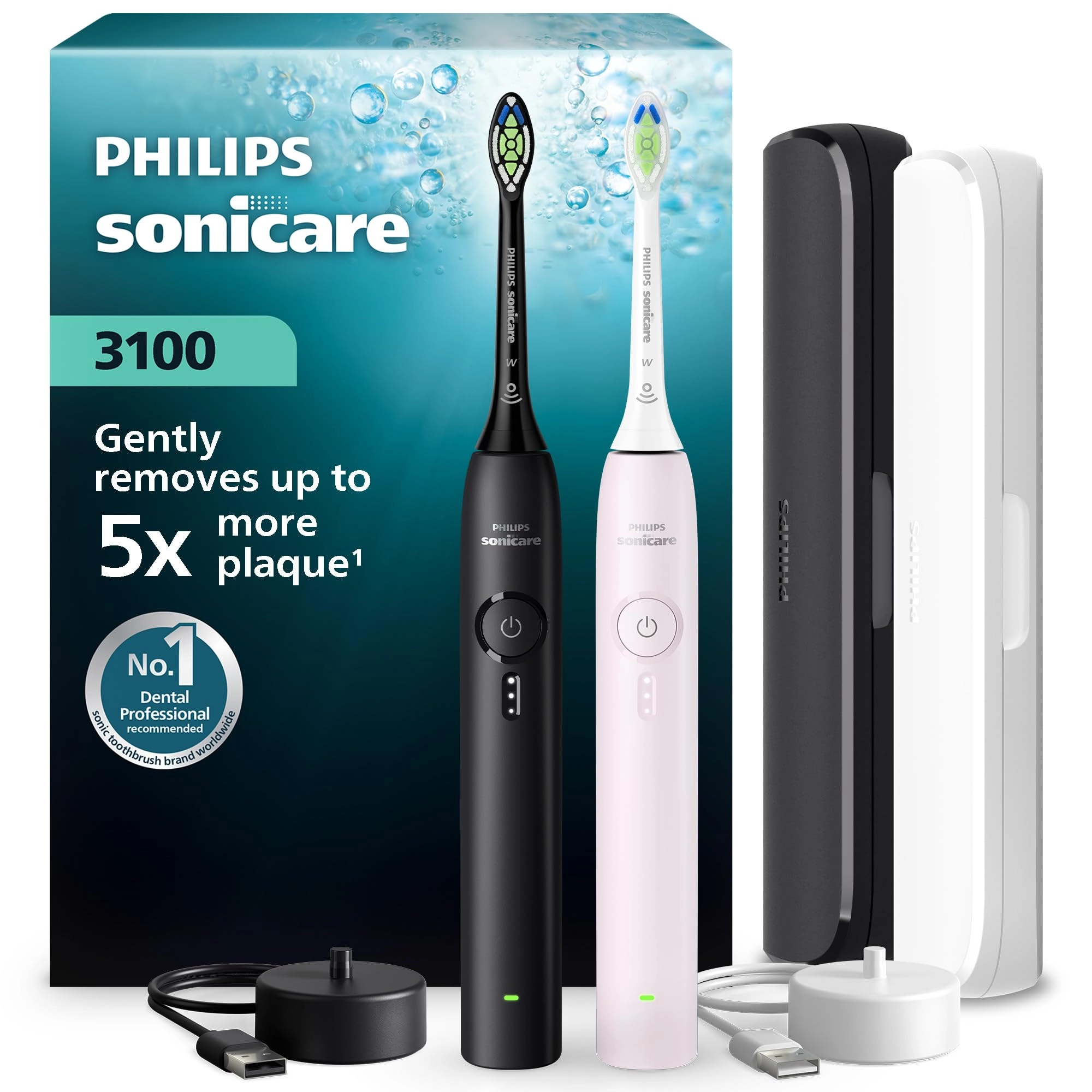 Philips Sonicare Series 3000 - Pack of 2 14 Days Runtime Pressure Sensor