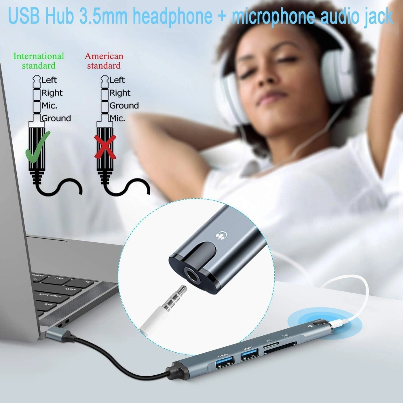 5-in-1 USB Docking Station - USB 2.0 3.5mm TF/SD