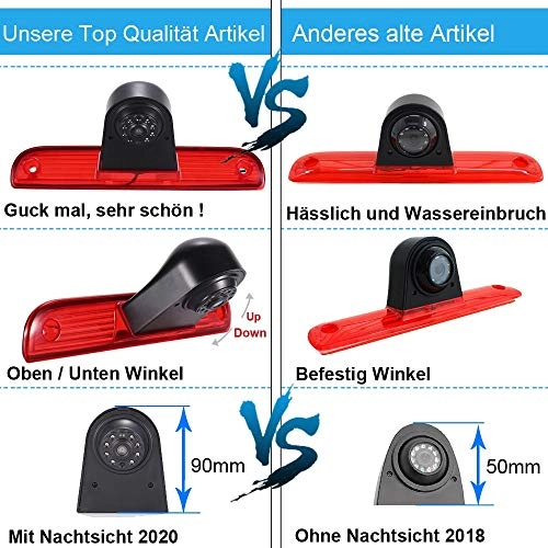 Rear View Mirror Monitor - 4.3 Inch Wired + Brake Light Camera - 1280 x 720 Night vision