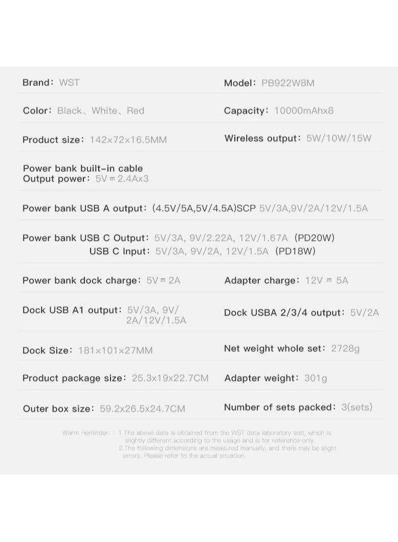 PB922W8M - 10000 Watt-hour 22.5 Watt True 8