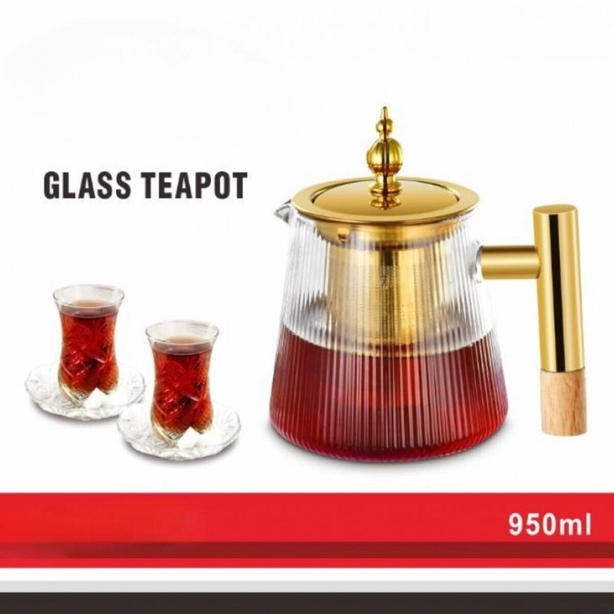 Hammered Glass Teapot - borosilicate glass 950ML