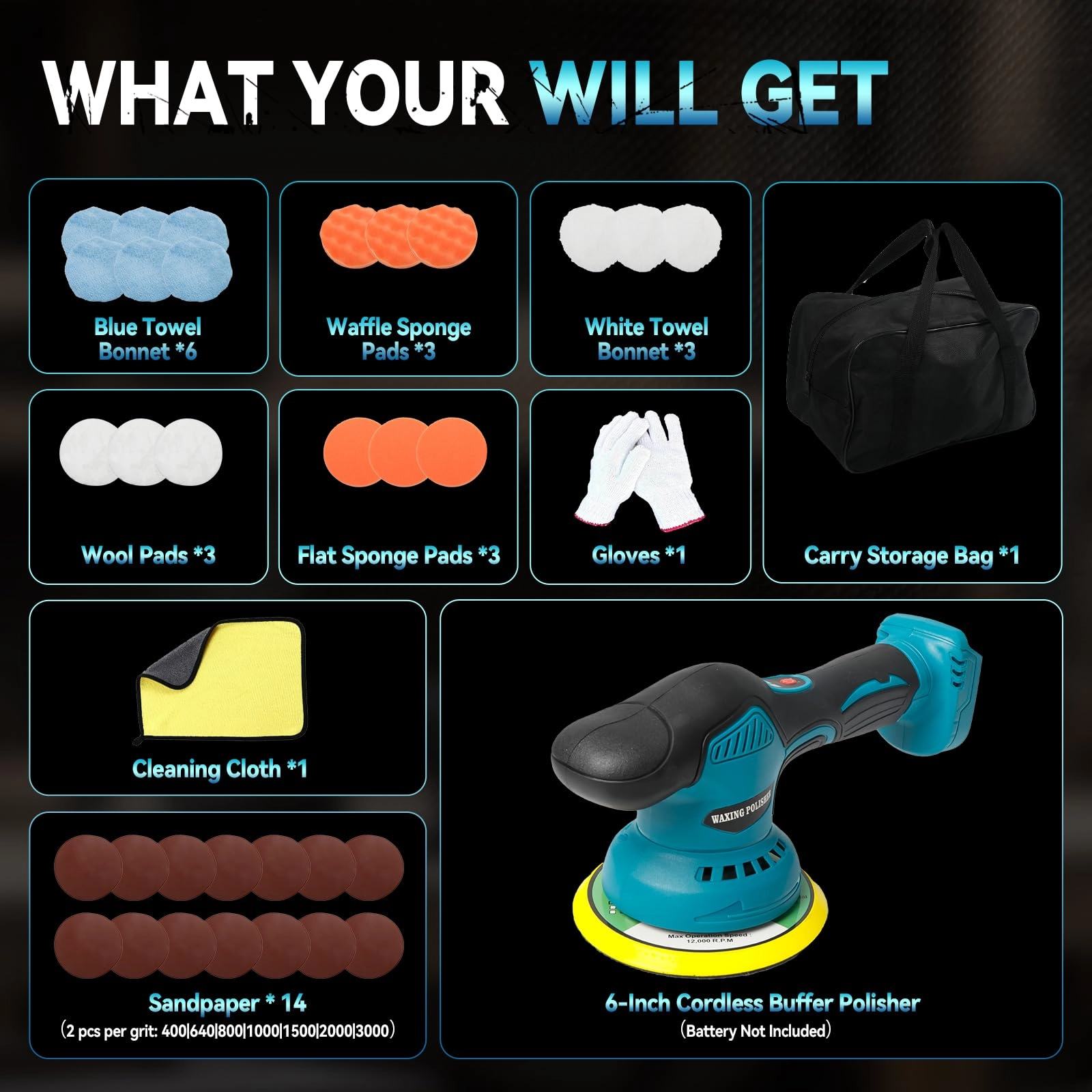 Cordless Car Buffer Polisher - 6 Inch