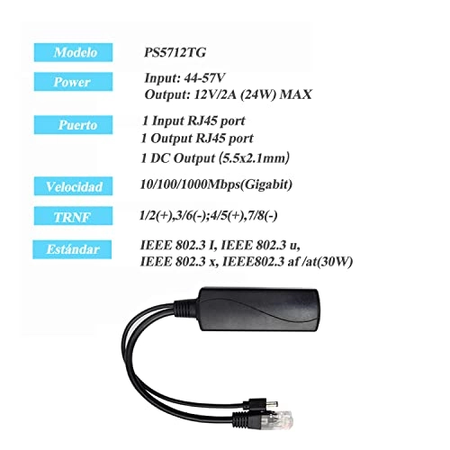 PS5712TG - 48V 24W 1 IEEE802.3af/at 10/100/1000Mbps 30W